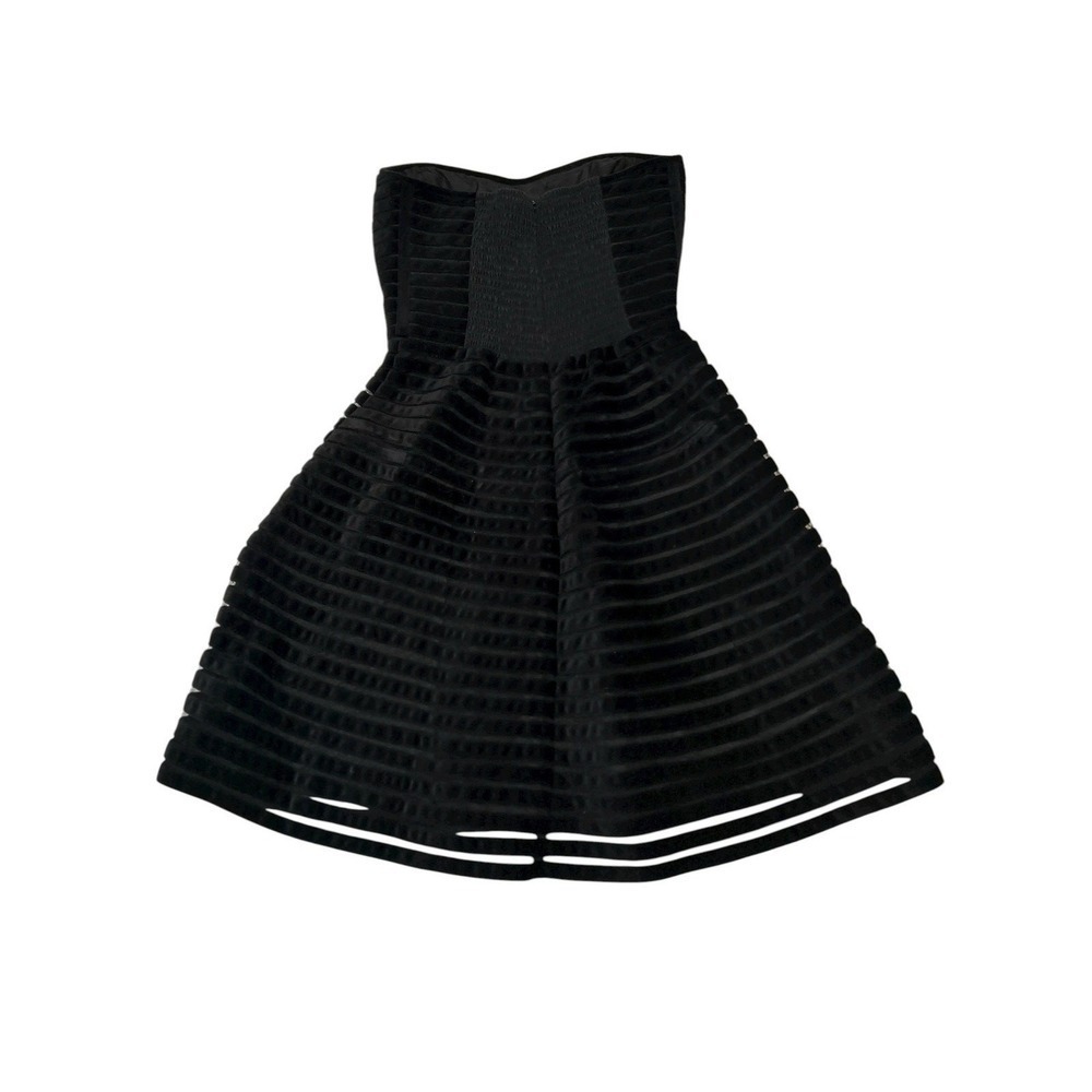 Black Velvet Burnout Corset Strapless Dress Stripe XS Dark Romantic Gothic - Picture 6 of 8